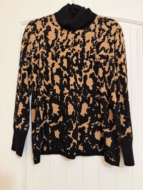 Chico's Black and Camel Knit Crewneck Sweater Sz 3R (XL)